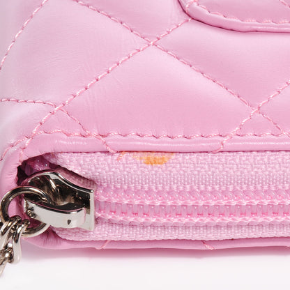 Chanel Calfskin Quilted Cambon Zip Around Organizer Wallet Pink Black 9 of 9