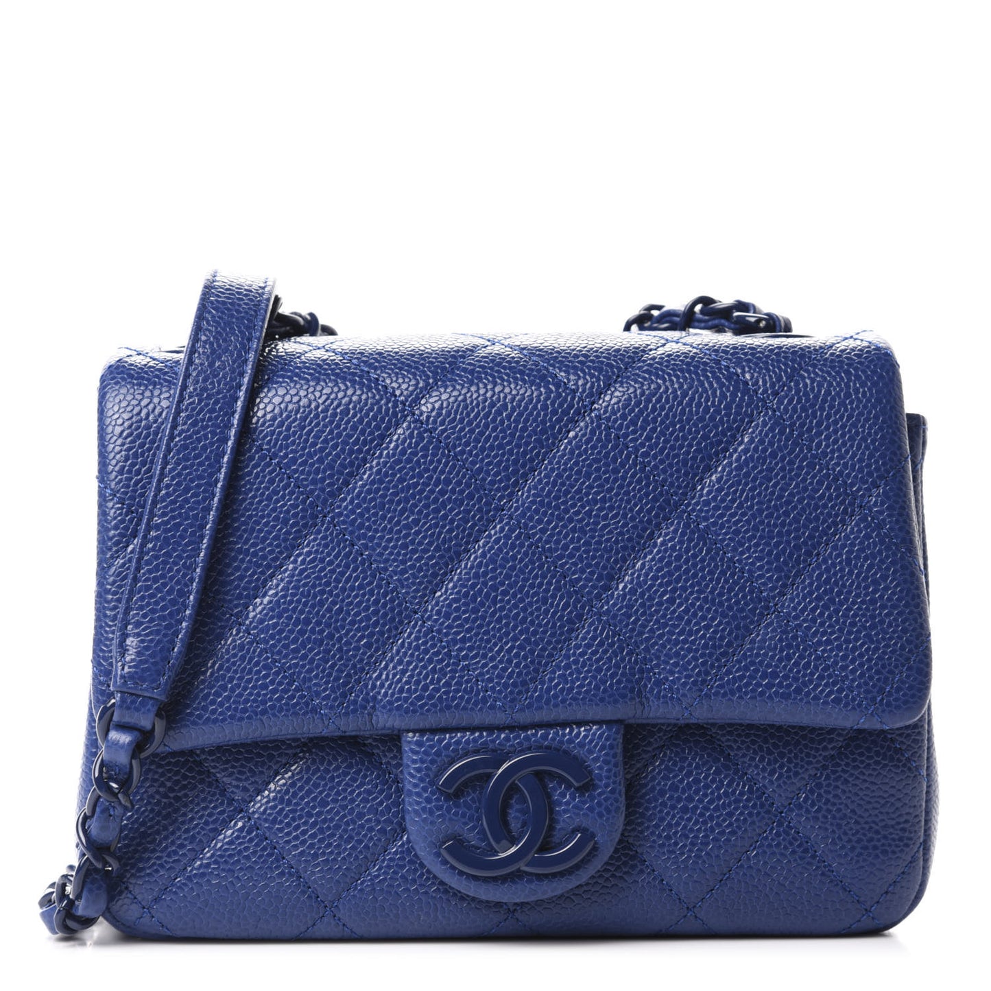 Caviar Quilted Incognito Mini Square Flap Dark Blue