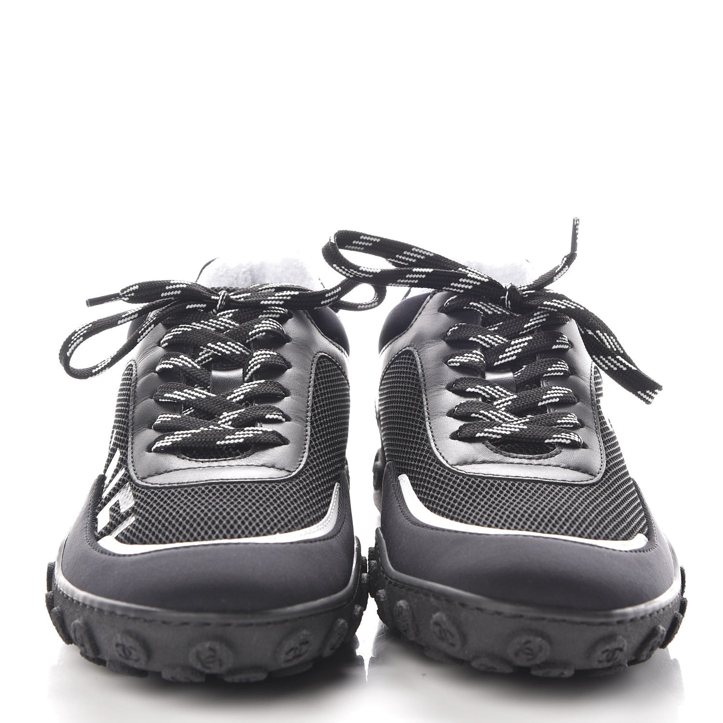 Calfskin Mesh Lycra Sneakers 38 Black
