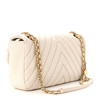 Chanel Calfskin Chevron Quilted Medium Surpique Flap Ivory 3 of 12