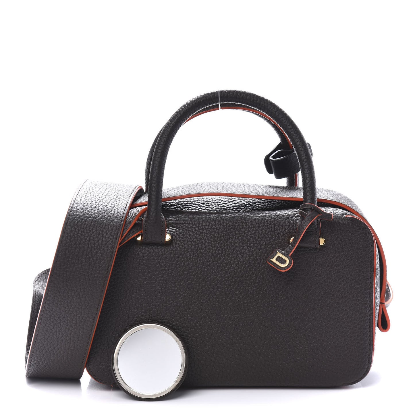 Grained Calfskin Mini Cool Box Satchel Black
