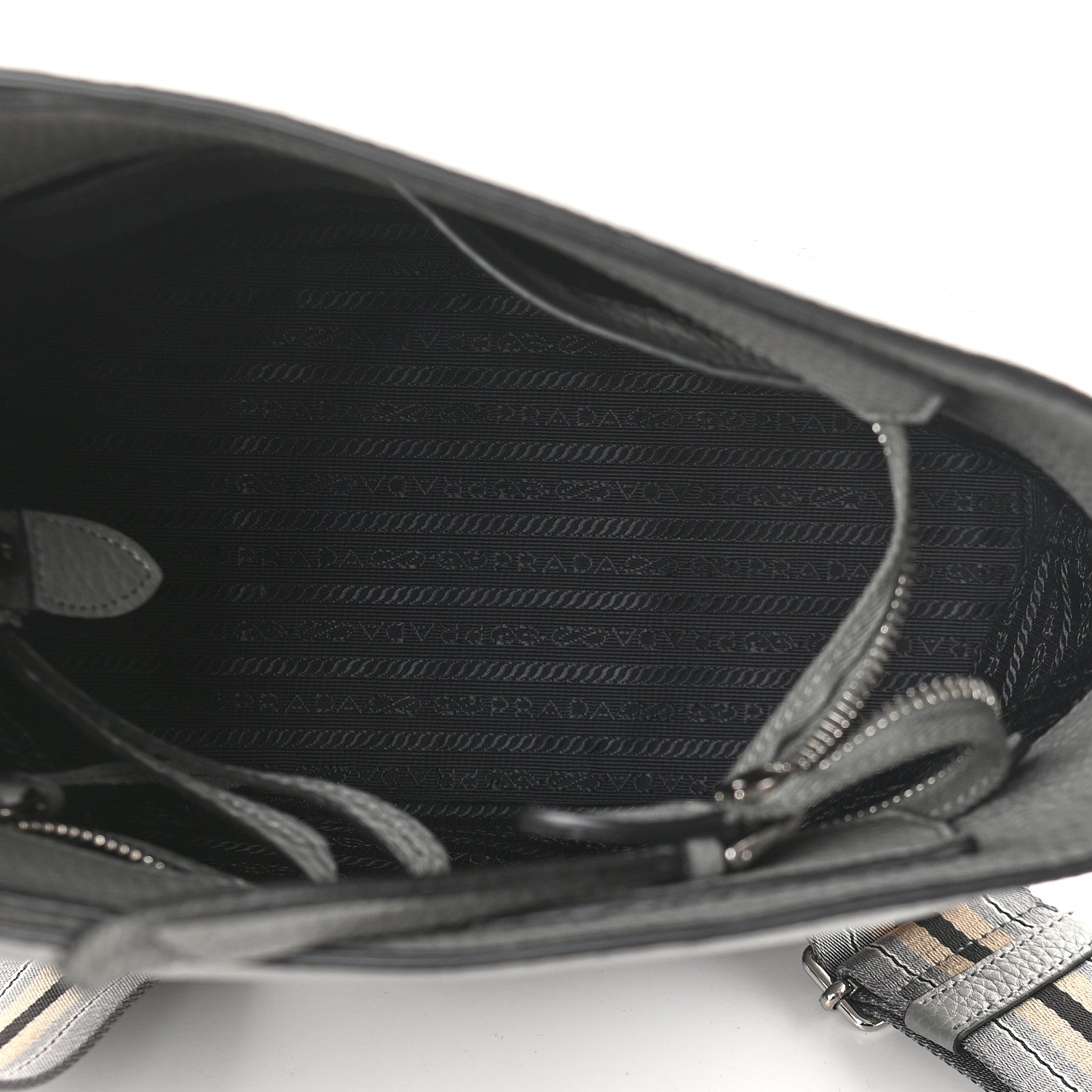 Prada Vitello Phenix Embossed Logo Shoulder Bag Argilla 5 of 9