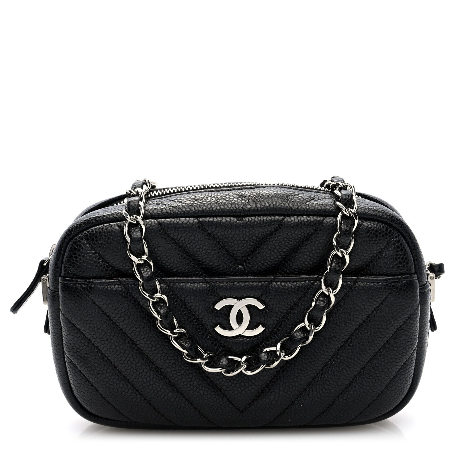 Chanel Caviar Chevron Quilted Camera Case  Black 1 of 10