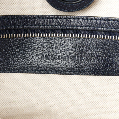 Gucci GG Supreme Monogram Textured Calfskin Web Medium Ophidia Shopping Tote Beige Blue 7 of 11