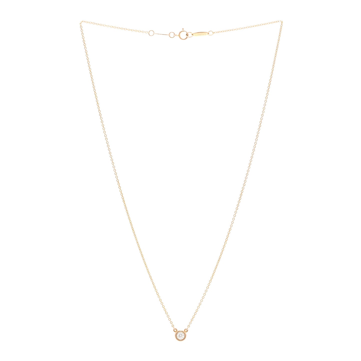 18K Rose Gold Diamond .17ct Elsa Peretti Diamonds by the Yard Pendant Necklace