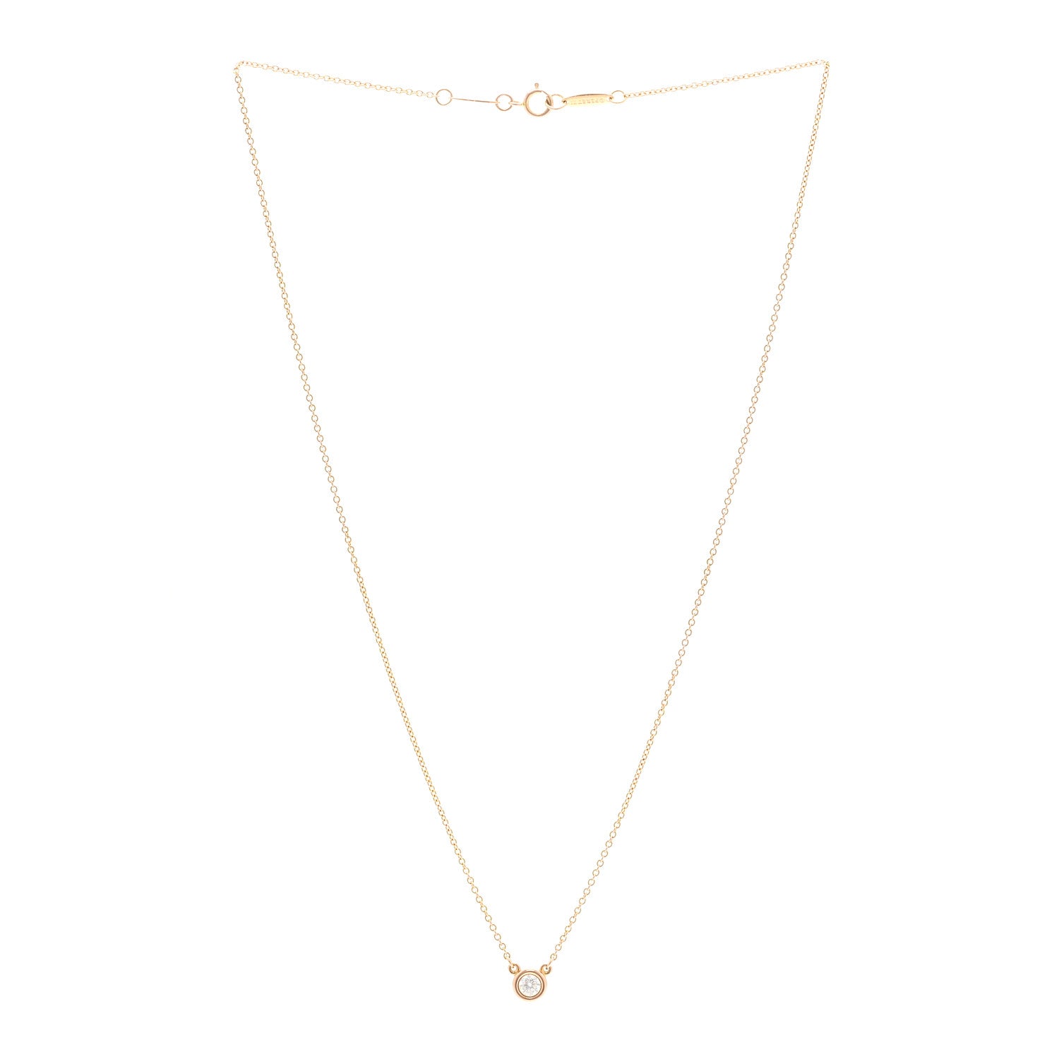 Tiffany 18K Rose Gold Diamond .17ct Elsa Peretti Diamonds by the Yard Pendant Necklace 3 of 4