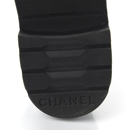 Chanel Shiny Goatskin Calfskin Quilted Lace Up Combat Boots 38 Black 6 of 9