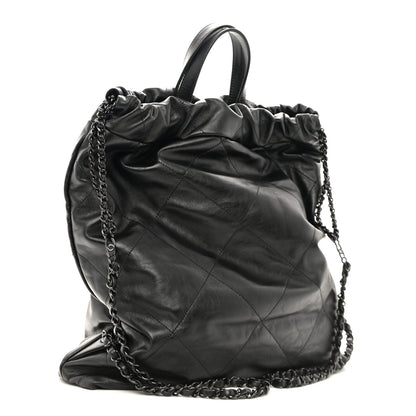 Chanel Shiny Calfskin Quilted Chanel 22 Backpack So Black 2 of 11