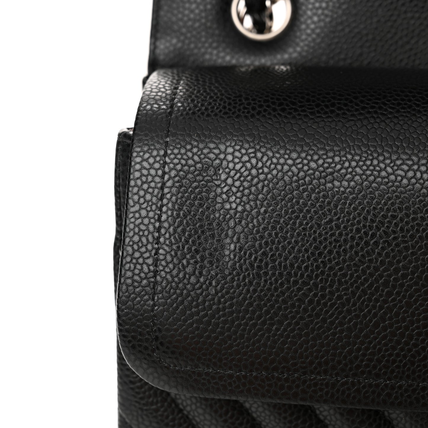 Caviar Chevron Quilted Jumbo Double Flap Black