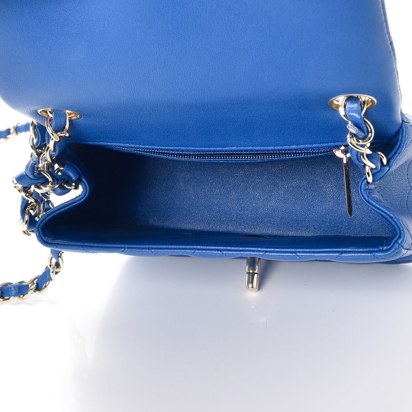 Lambskin Quilted Mini Square Flap Blue