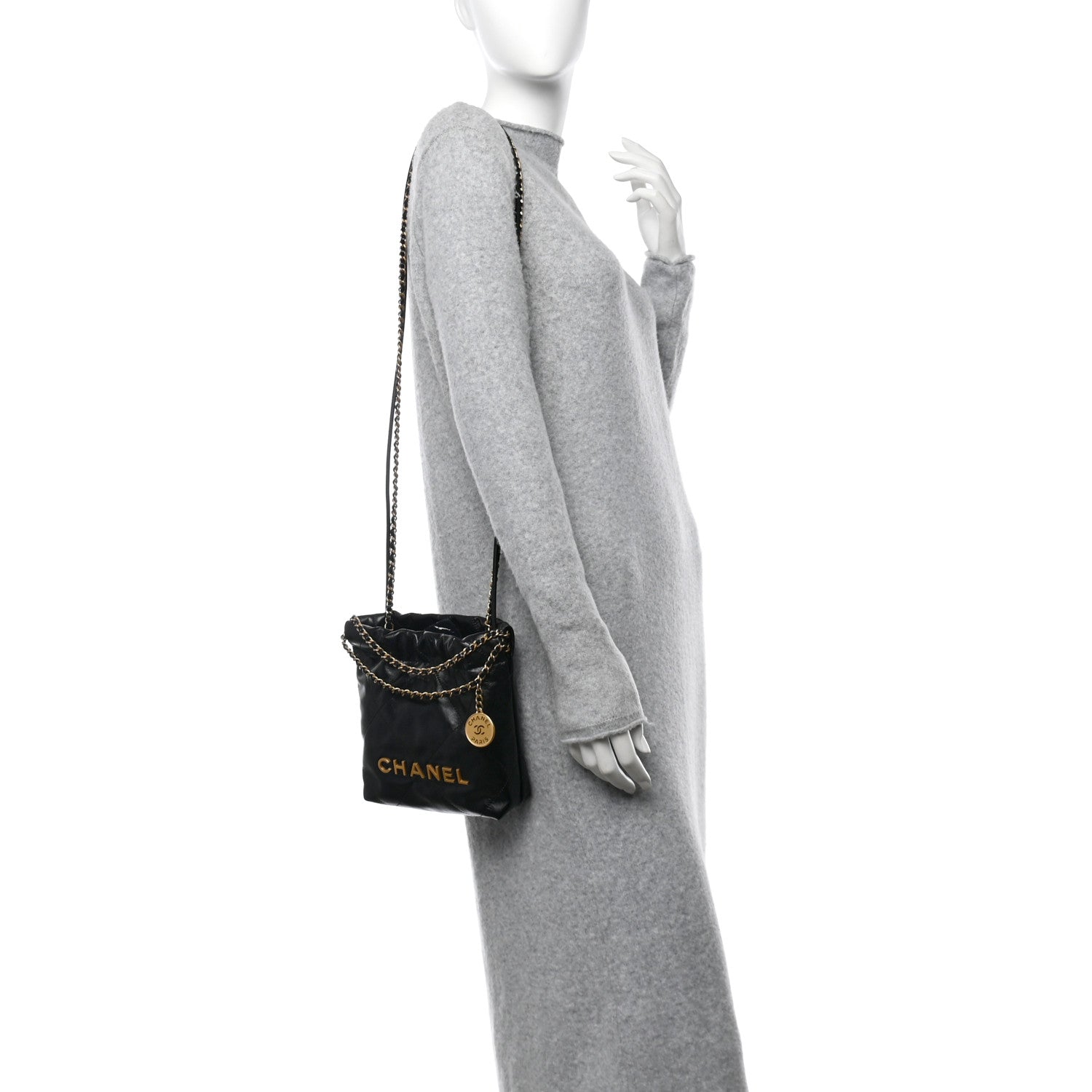 Chanel Shiny Calfskin Quilted Mini Chanel 22 Black 2 of 11