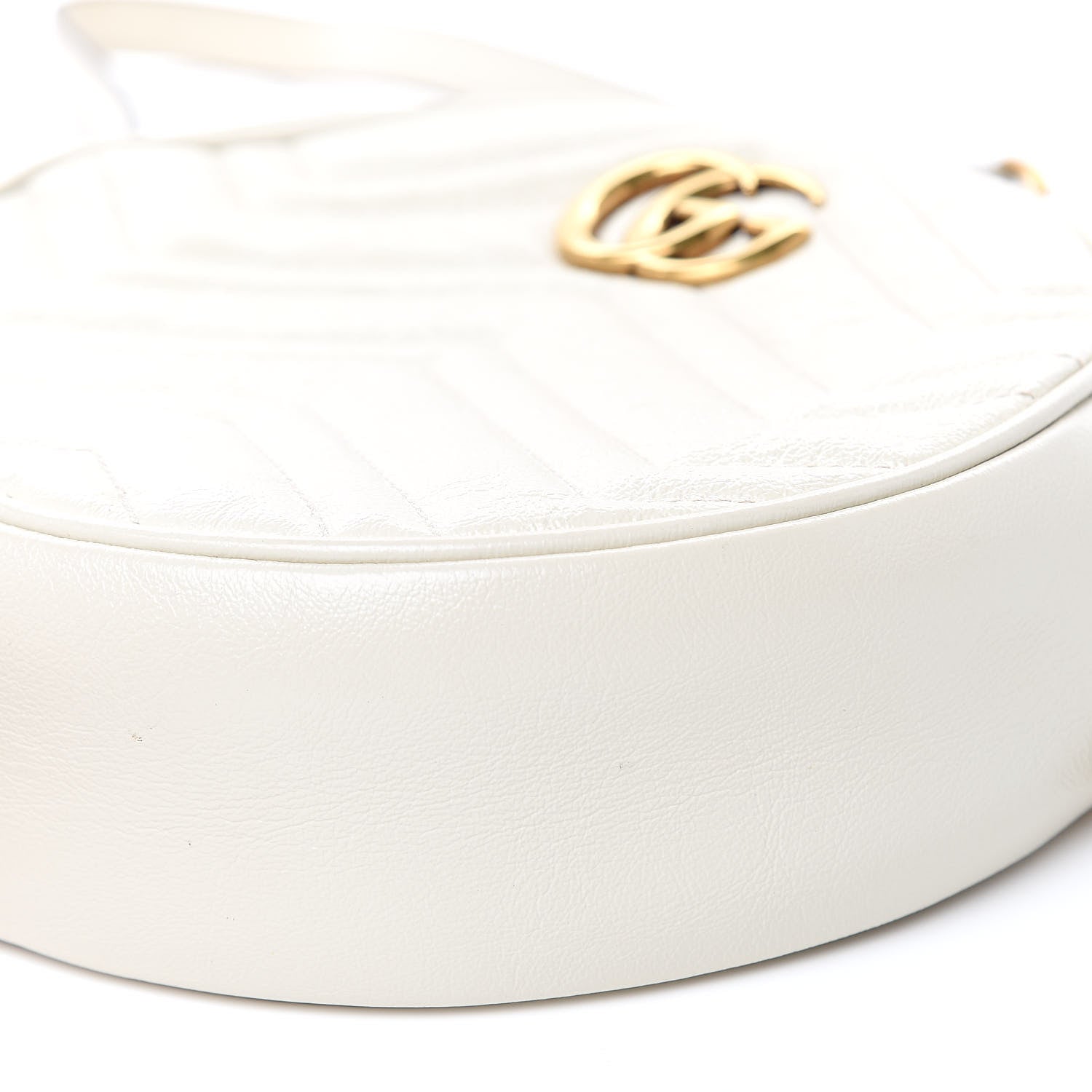 Gucci Calfskin Matelasse Mini GG Marmont Round Shoulder Bag White 9 of 10