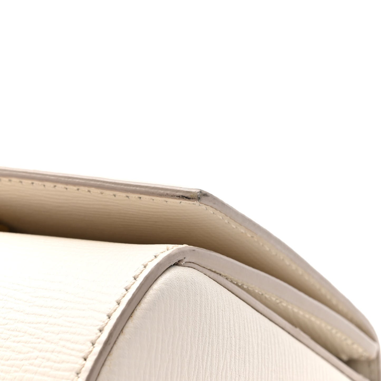 Textured Calfskin Mini Pandora Box Chain Crossbody Bag White