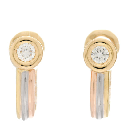 Cartier 18K Yellow White Pink Gold Diamond Trinity Clip-On Earrings 1 of 5