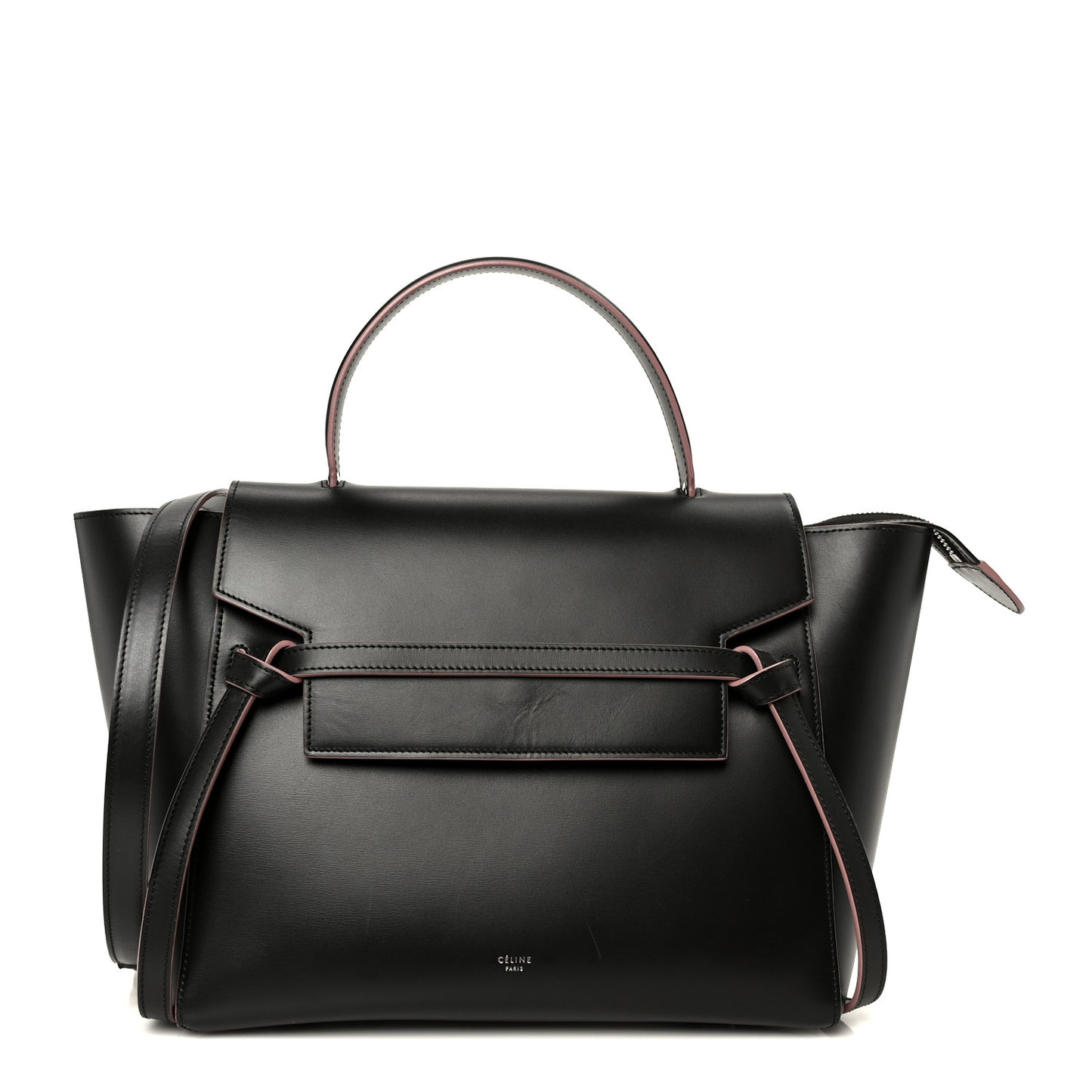 Smooth Calfskin Mini Belt Bag Dark Grey Pink