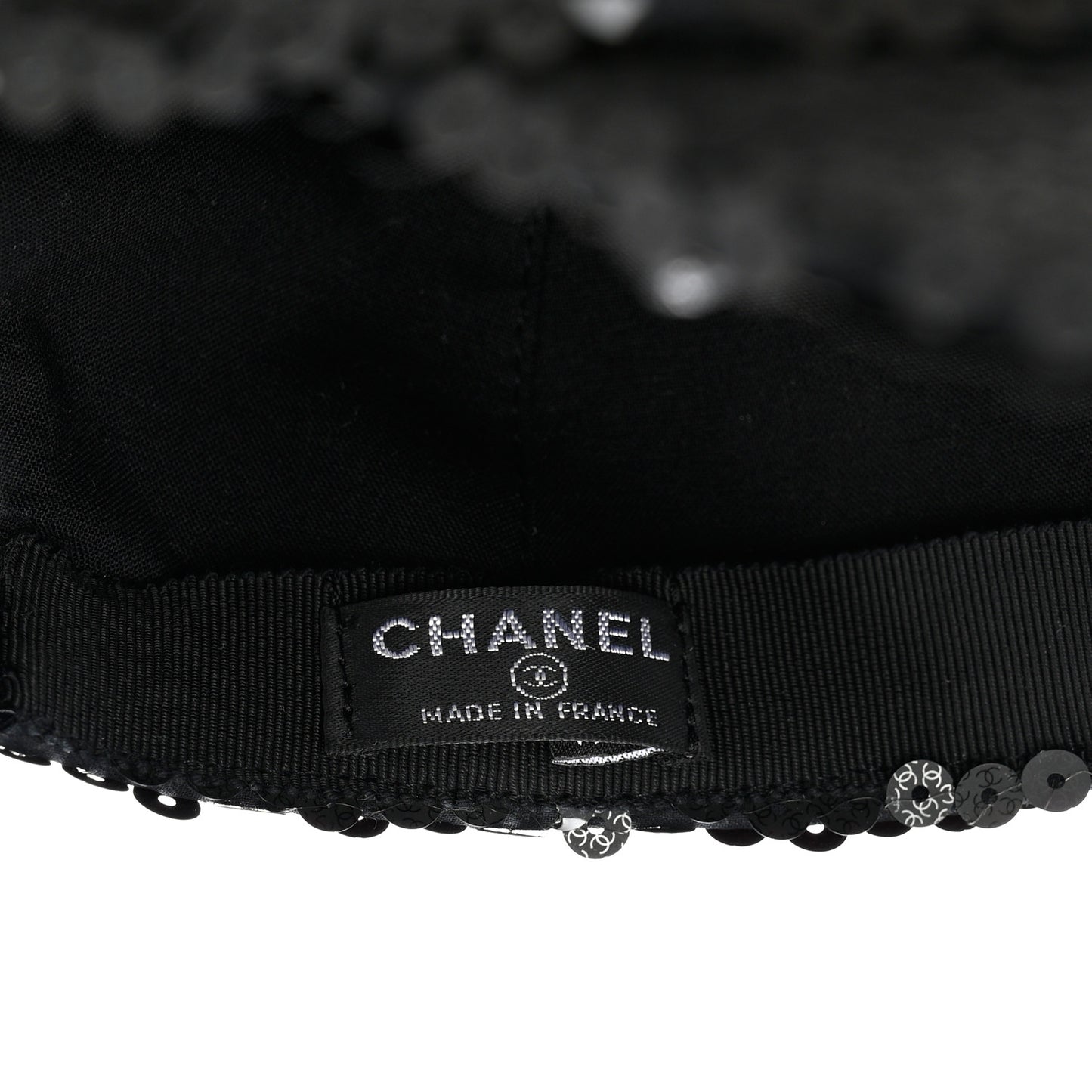 Sequin Embellished CC Baseball Cap Hat Black