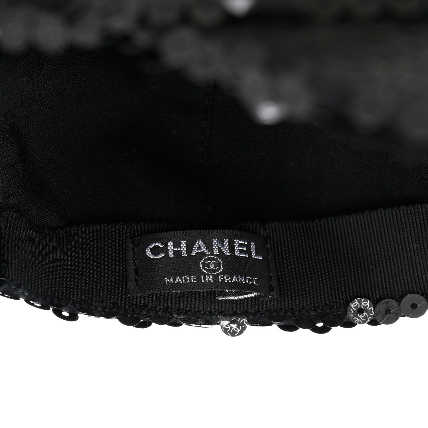 Chanel Sequin Embellished CC Baseball Cap Hat Black 8 of 8