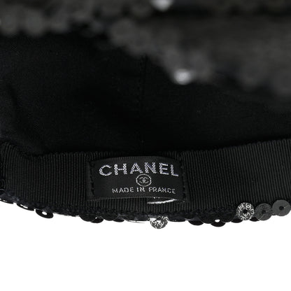 Chanel Sequin Embellished CC Baseball Cap Hat Black 8 of 8