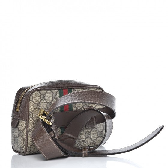 GG Supreme Monogram Web Small Ophidia Belt Bag 95 38 Dark Brown