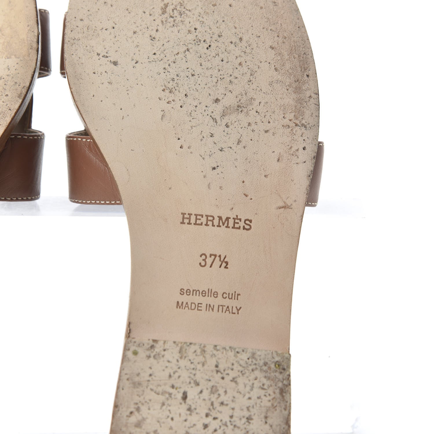 Hermes Box Calfskin Oran Sandals 37.5 Gold 6 of 8