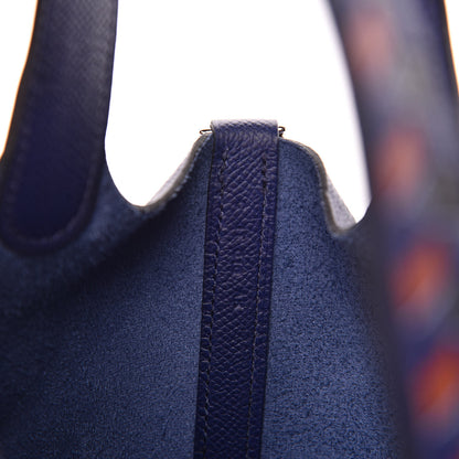 Hermes Epsom Tressage De Cuir Picotin Lock 18 PM Bleu Encre Brique Black 7 of 11
