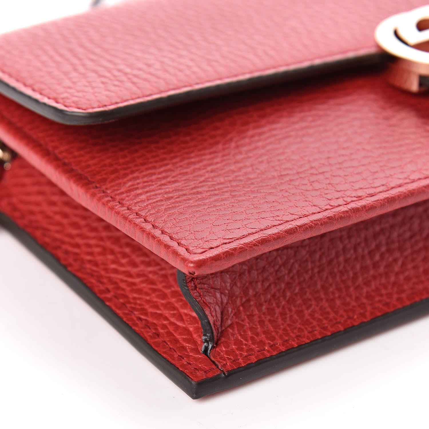 Gucci Dollar Calfskin Interlocking G Chain Wallet Red 7 of 10
