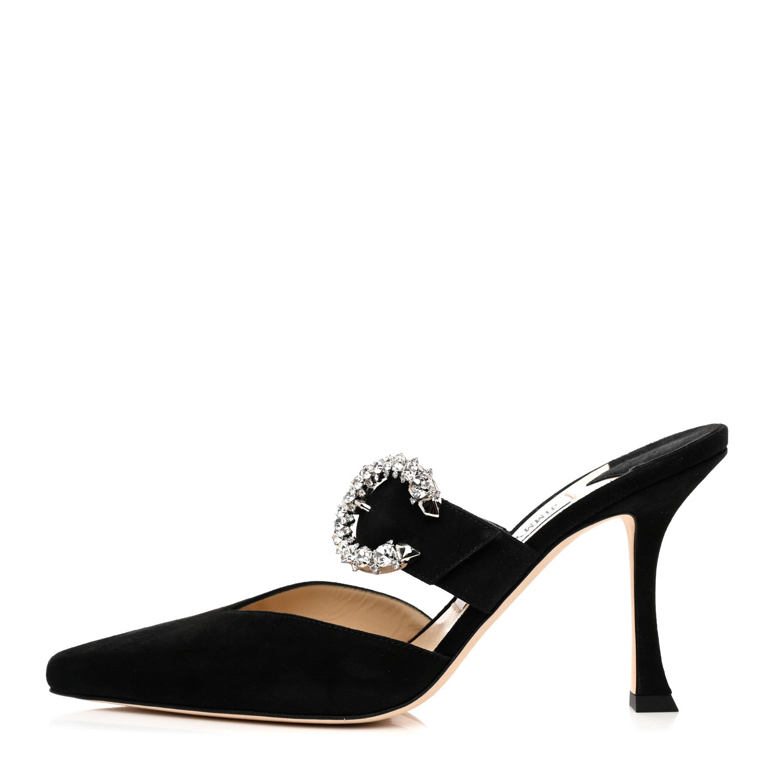 Jimmy Choo Suede Crystal Marta 90 Mules 38 Black 1 of 8