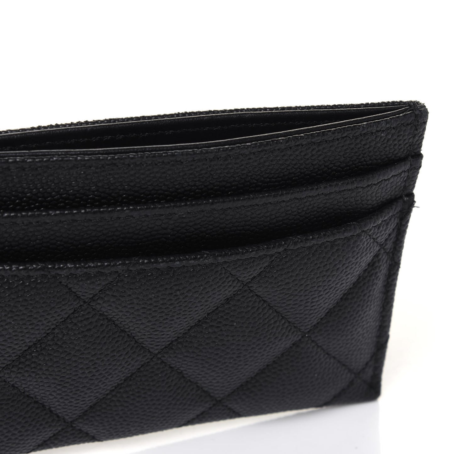 Caviar Quilted Vintage Mademoiselle Card Holder Black