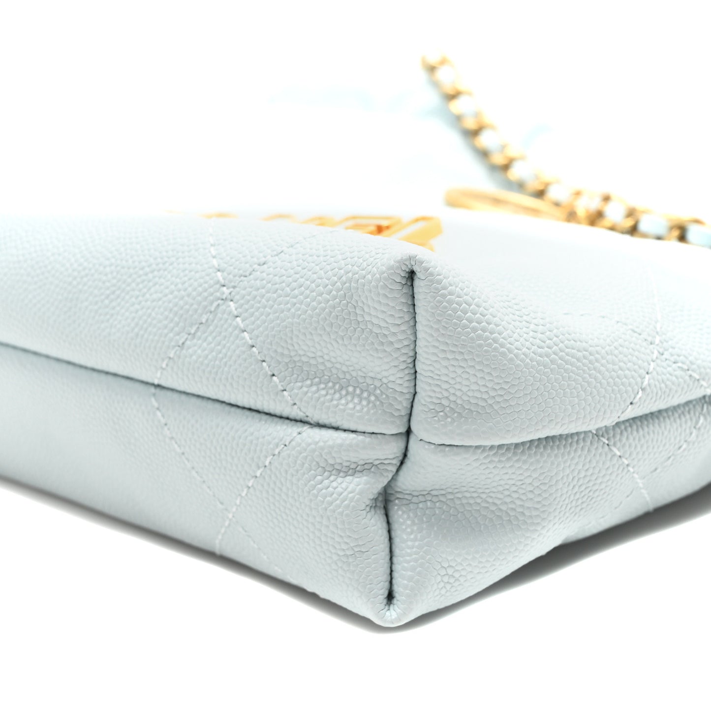 Shiny Caviar Quilted Mini Chanel 22 Light Blue