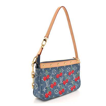 Louis Vuitton LV X TM Monogram Denim Cerises Pochette Accessories Blue 3 of 9