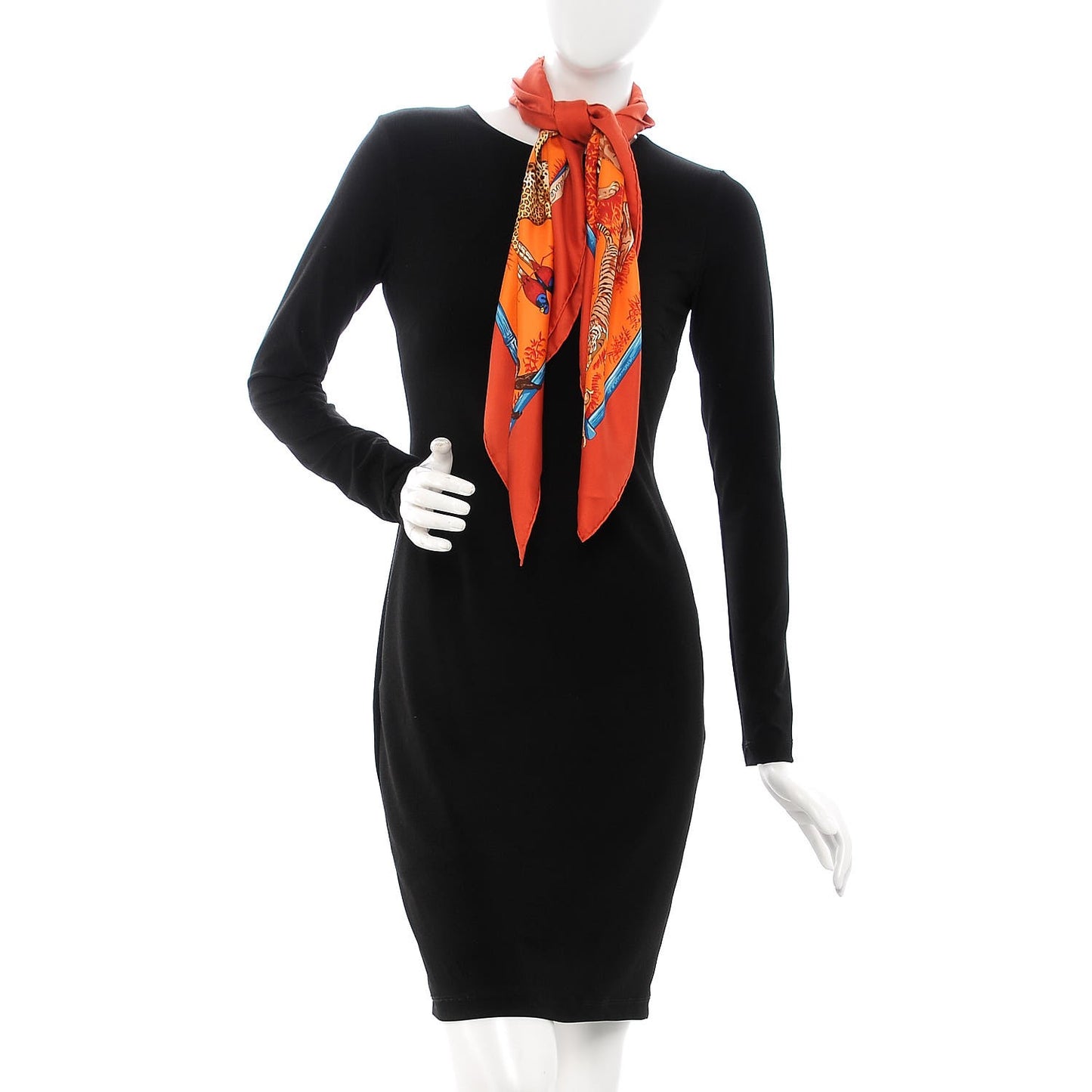 Silk Tendresse Feline Scarf 90 Brique Orange Bleu