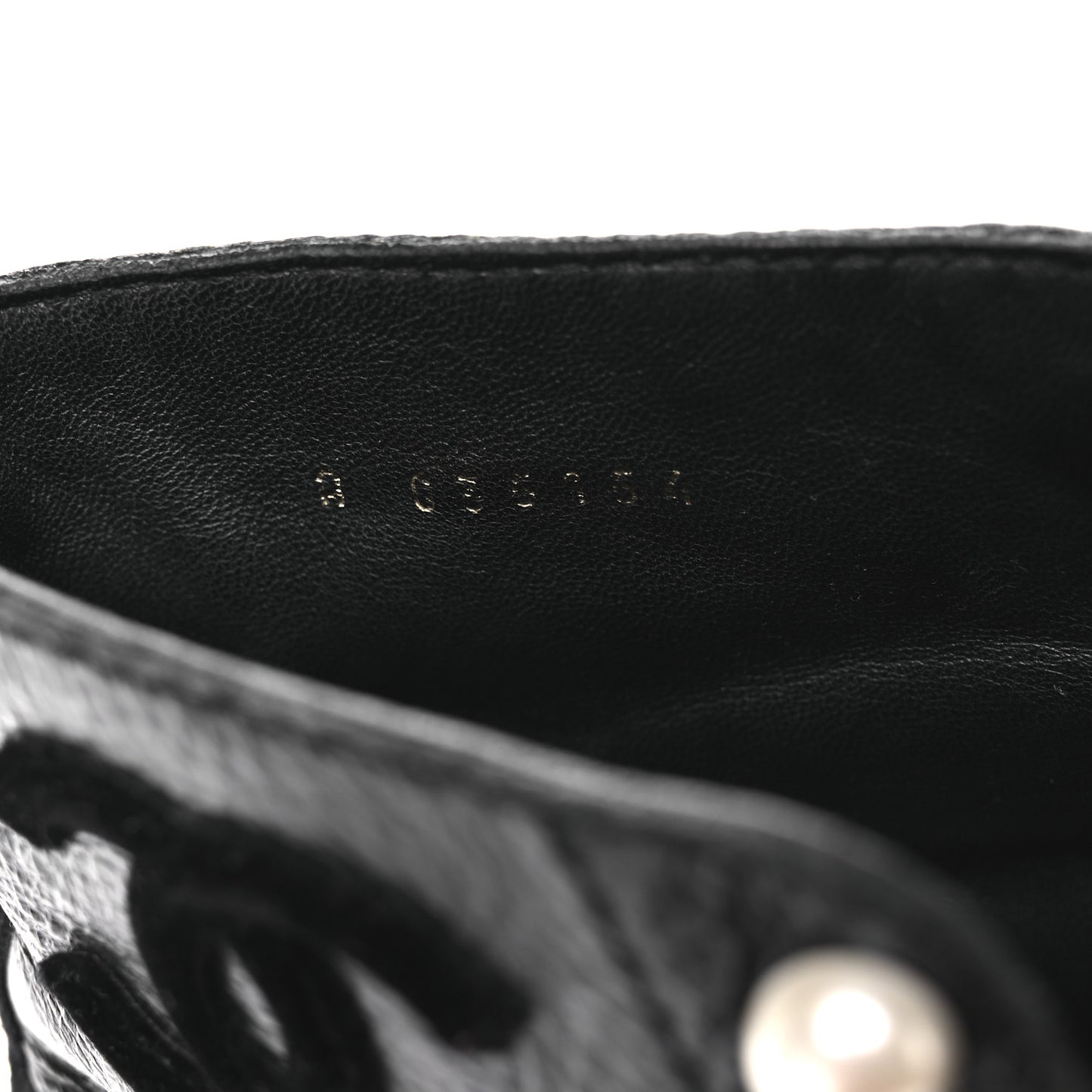 Shiny Calfskin Velvet Pearl Combat Short Boots 41 Black