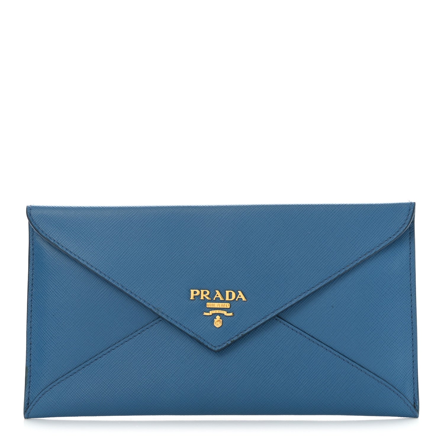 Prada Saffiano Metal Envelope Wallet Blue 1 of 7