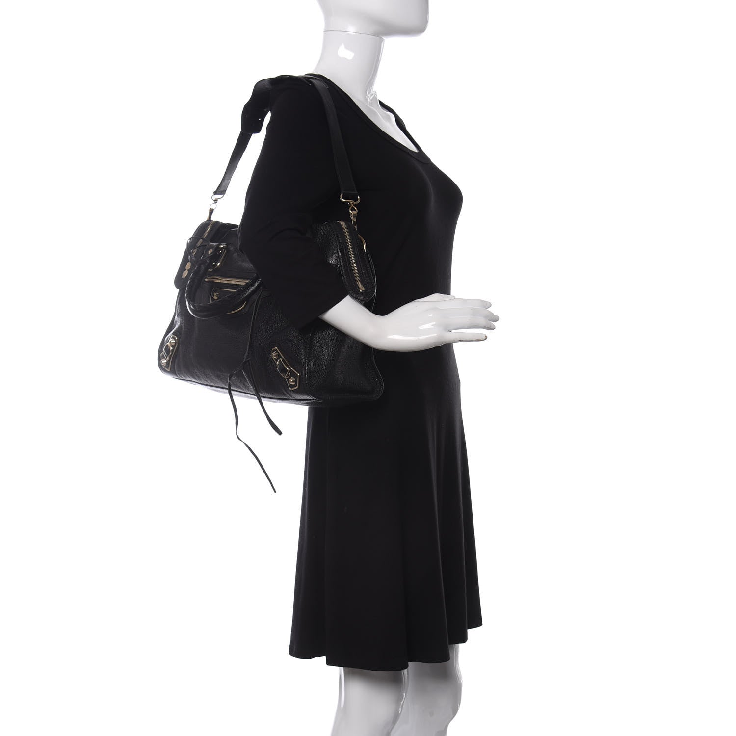 Balenciaga Chevre Gold Metallic Edge Hardware City Black 2 of 10