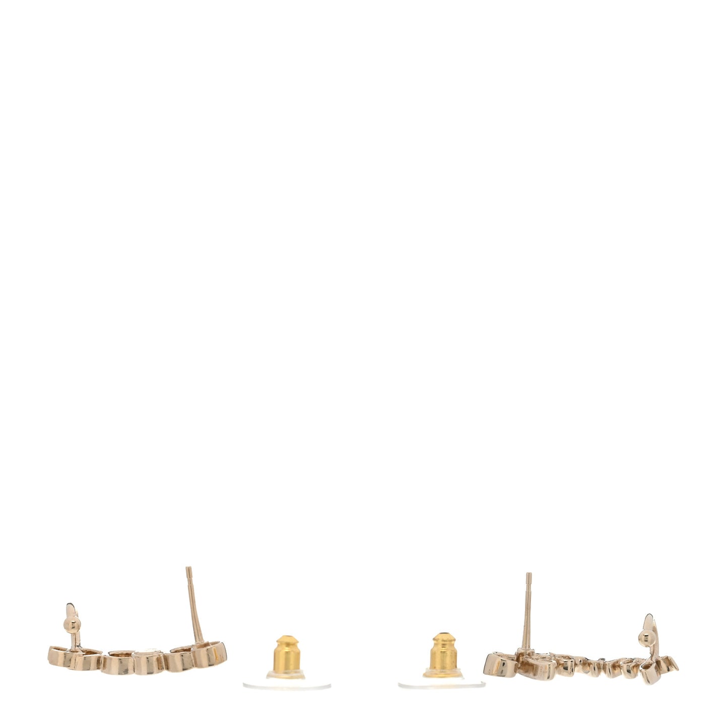 Metal Crystal Coco Script CC Climber Earrings Gold