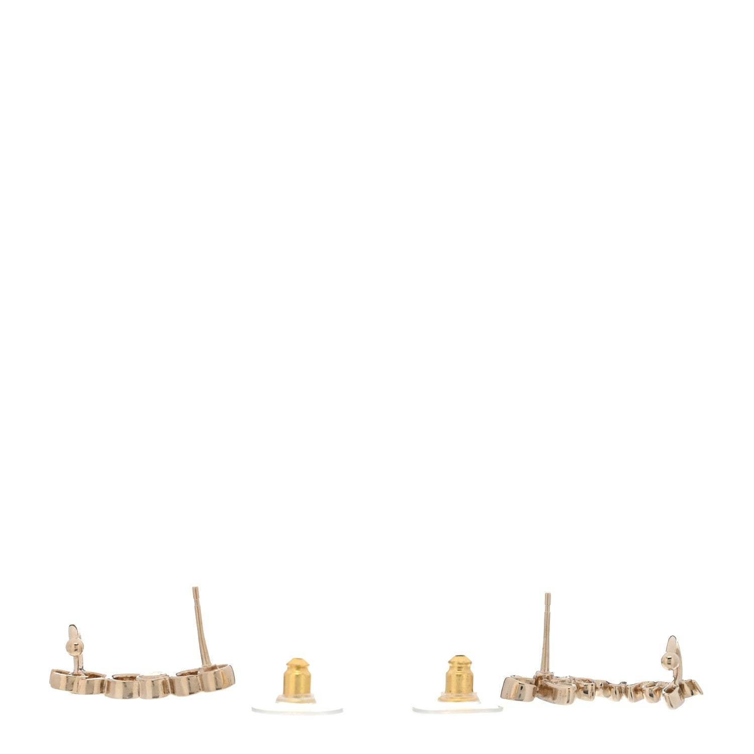 Chanel Metal Crystal Coco Script CC Climber Earrings Gold 3 of 5