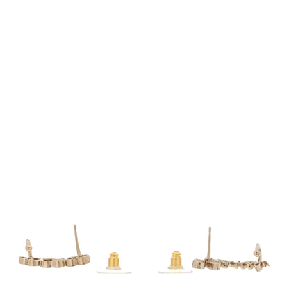 Chanel Metal Crystal Coco Script CC Climber Earrings Gold 3 of 5