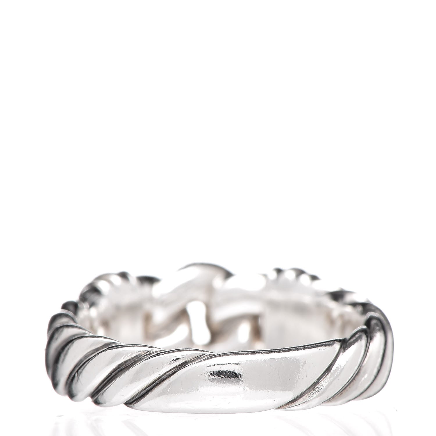 David Yurman Sterling Silver Diamond Metro Curb Ring 54 7 3 of 4