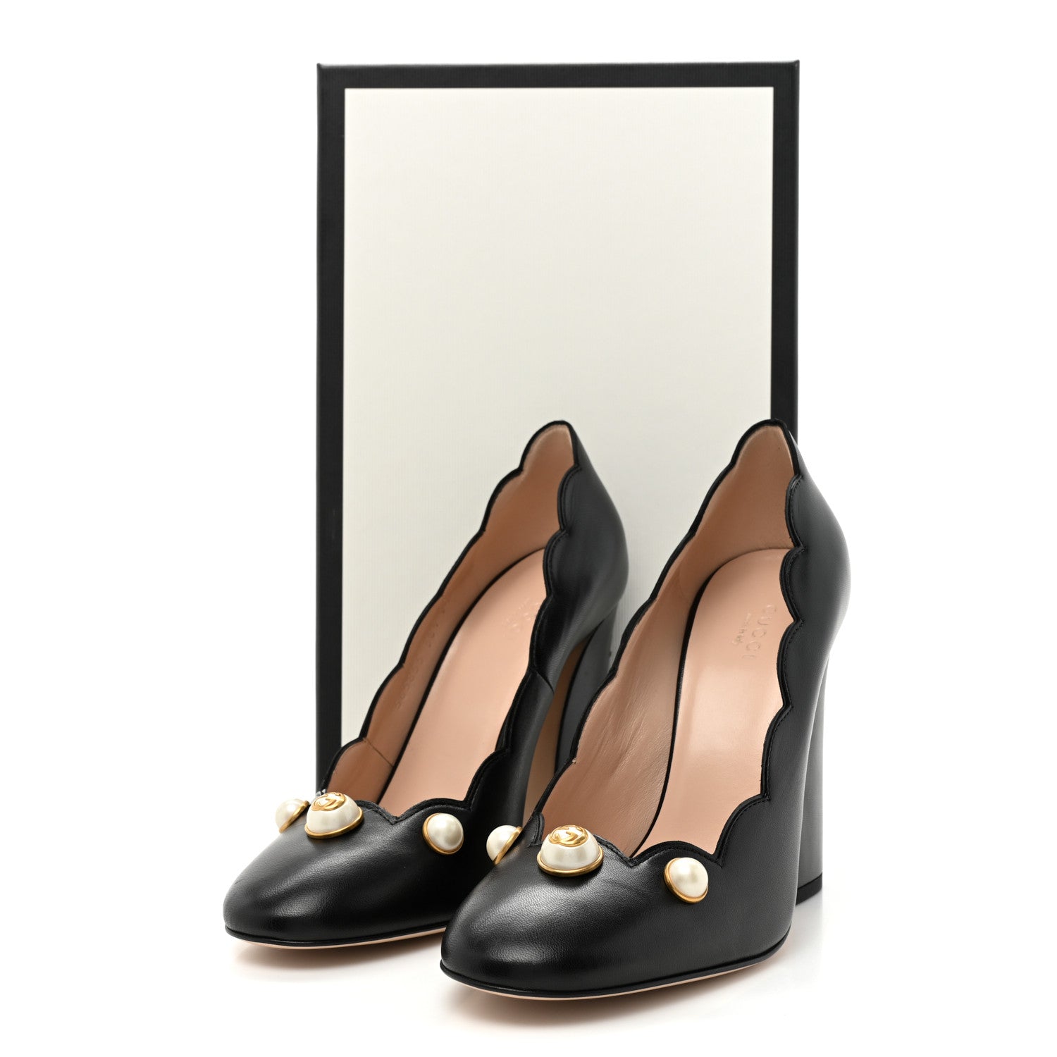 Gucci Malaga Kid Pearl Embellished Willow Loafer Pumps 38.5 Black 10 of 10