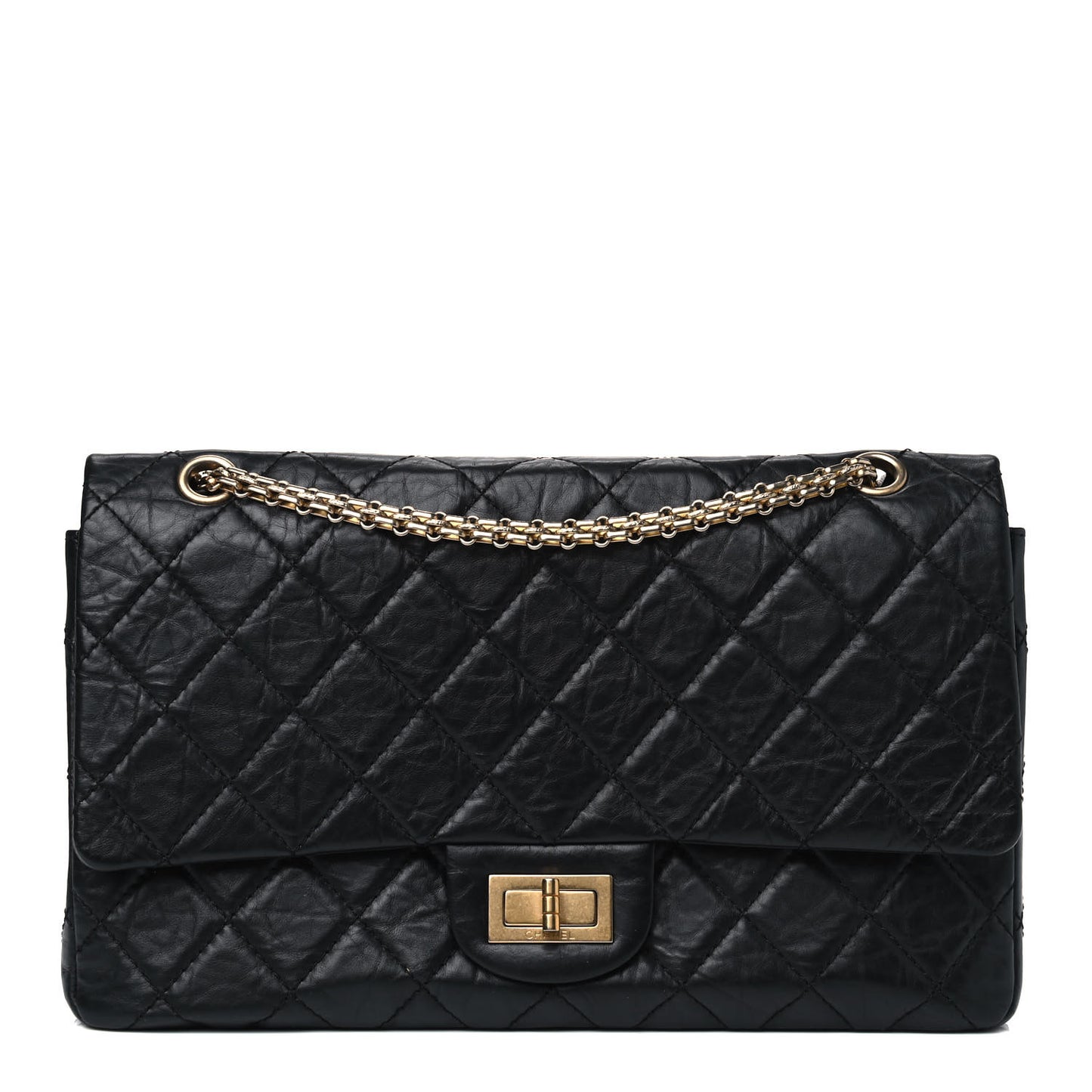 Aged Calfskin Quilted 2.55 Reissue 227 Flap Black