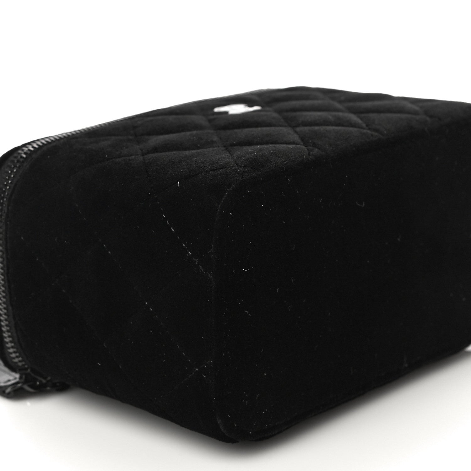 Chanel Velvet Quilted Small Vanity Case With Chain Black 8 of 10