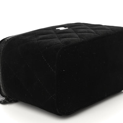 Chanel Velvet Quilted Small Vanity Case With Chain Black 8 of 10