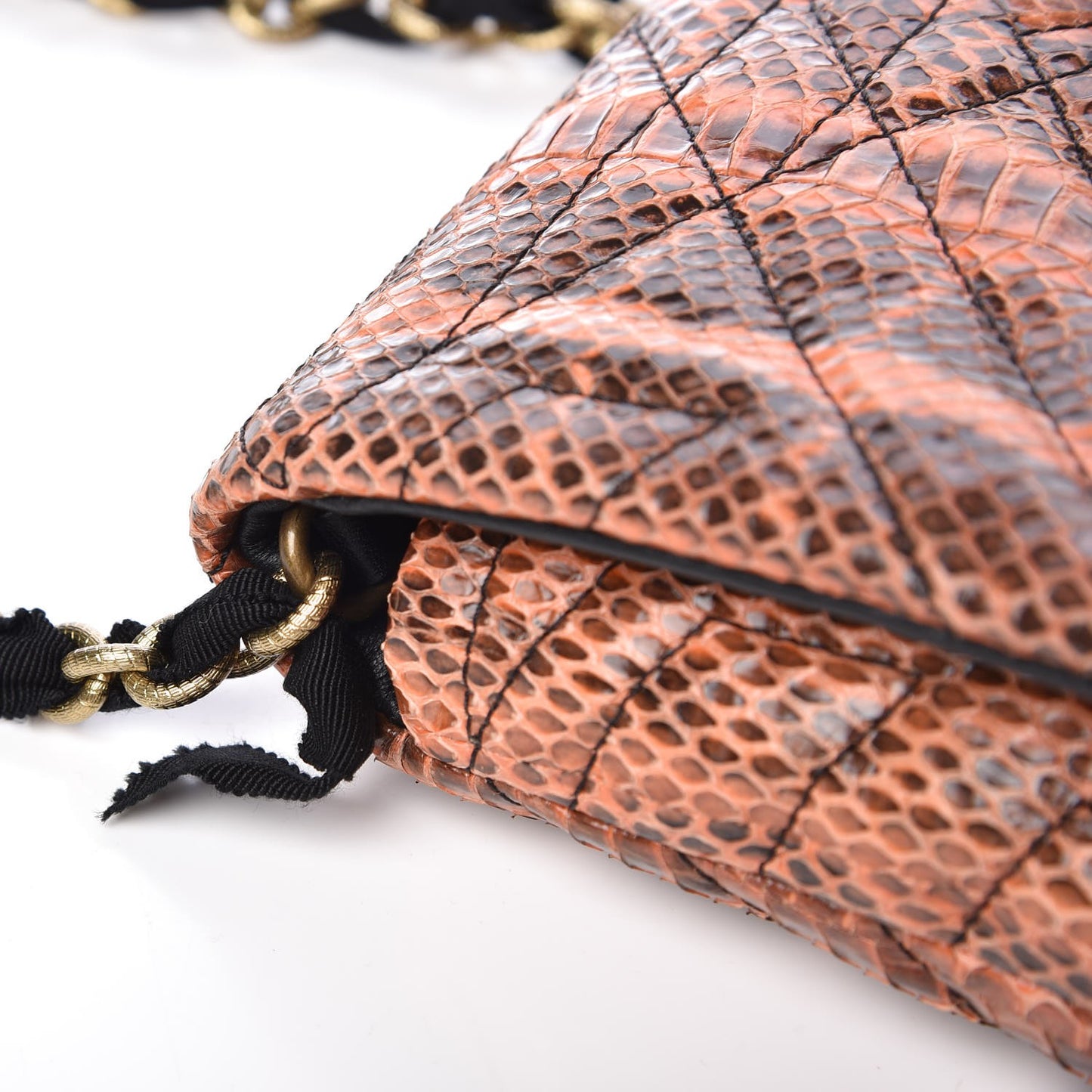 Snakeskin Quilted Mini Happy Pop Crossbody Orange