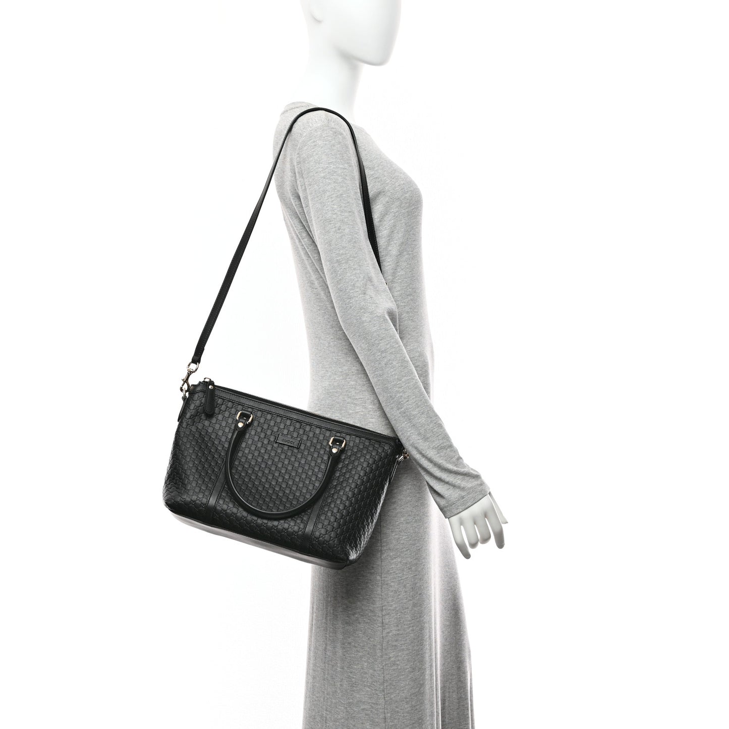 Soft Microguccissima Small Zippered Satchel Black