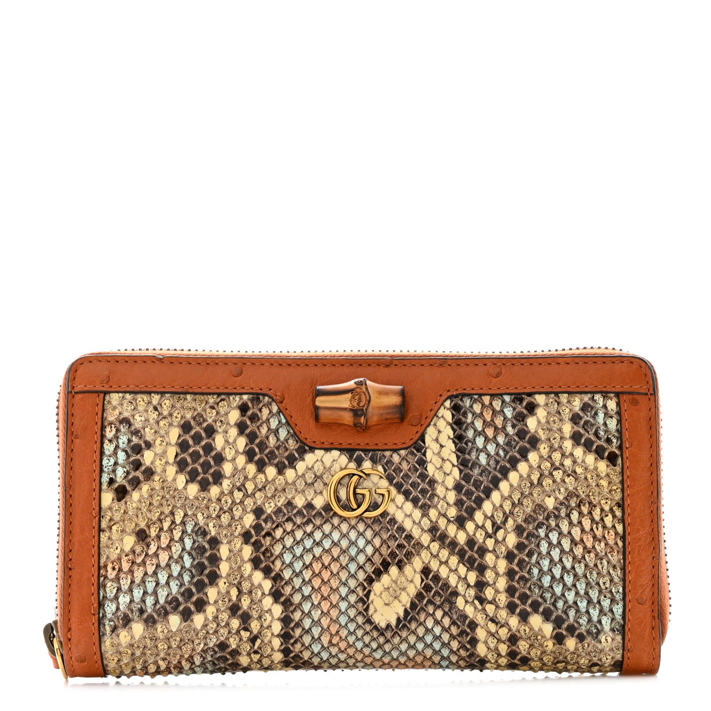 Snakeskin Ostrich Diana Continental Wallet Butter Ivory Paradise Cloud Natural Gold