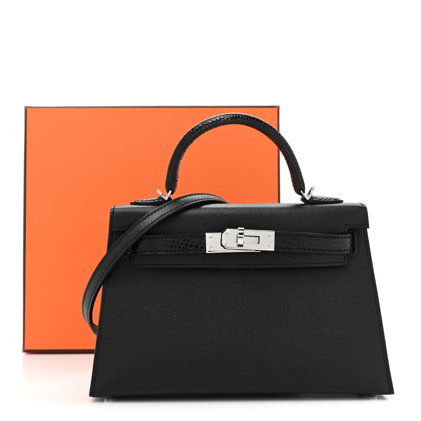 Madame Calfskin Lizard Mini Kelly Sellier Touch 20 Black