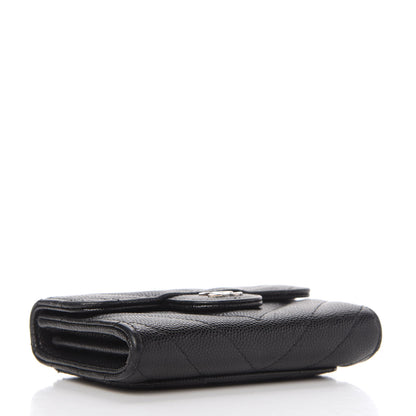 Chanel Caviar Chevron Quilted Card Holder Wallet Black 4 of 7