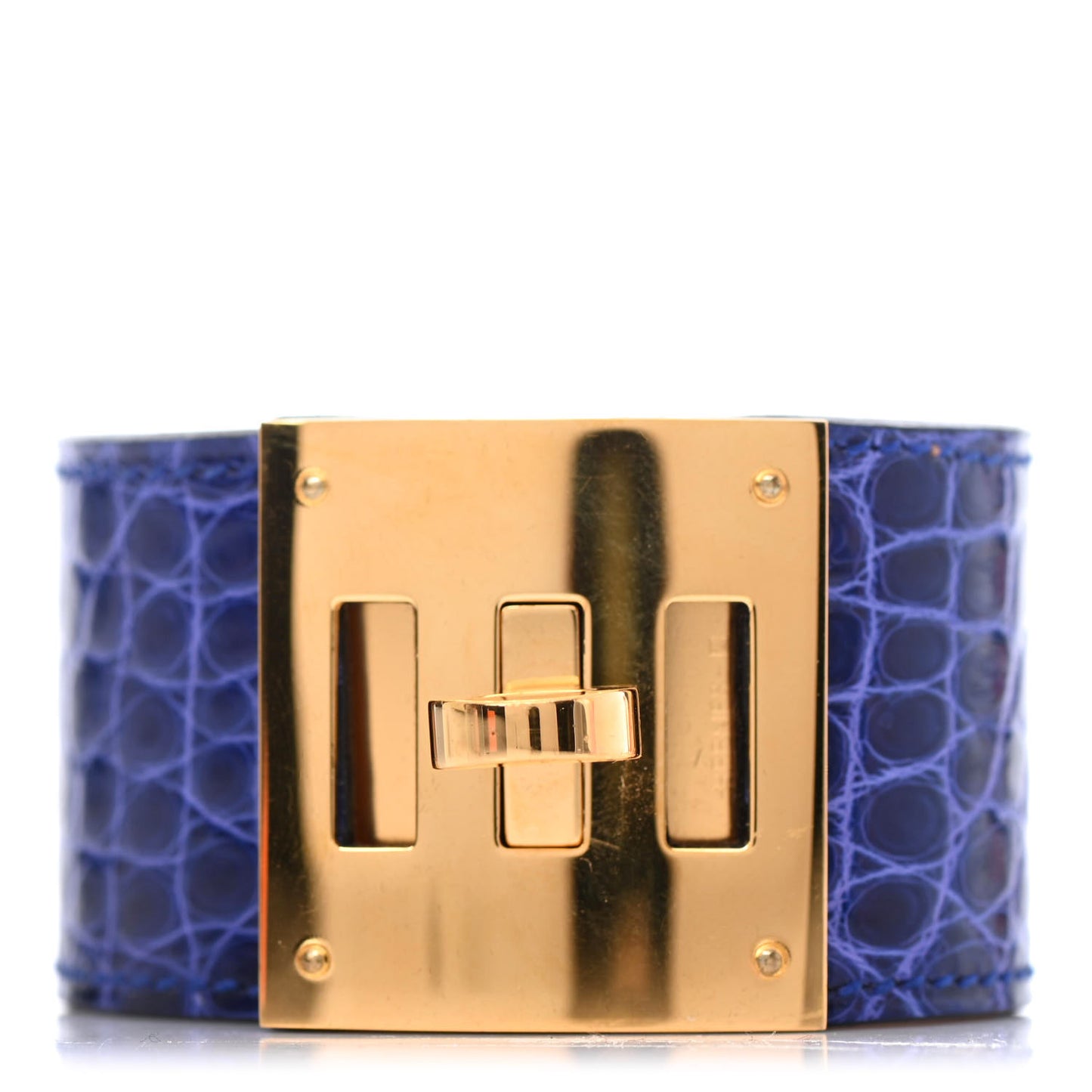 Shiny Alligator Kelly Dog Bracelet T2 Bleu Electrique