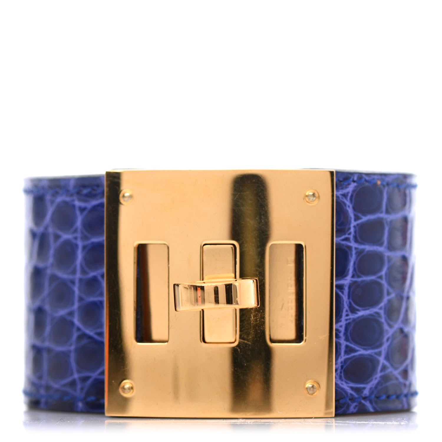 Hermes Shiny Alligator Kelly Dog Bracelet T2 Bleu Electrique 1 of 4