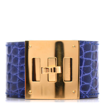 Hermes Shiny Alligator Kelly Dog Bracelet T2 Bleu Electrique 1 of 4